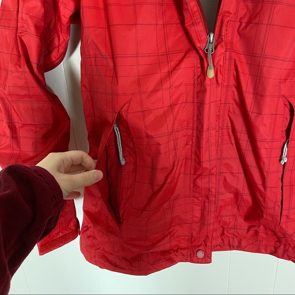 Columbia Titanium Omni-Tech Red Rain Jacket Plaid - Picture 4 of 9